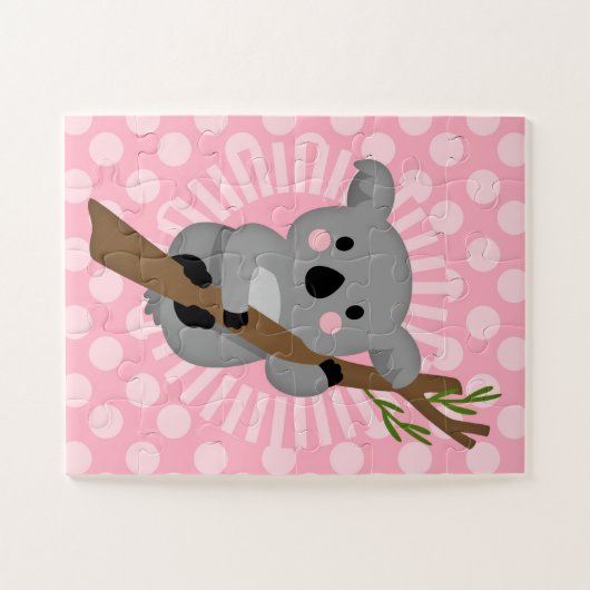 Puzzle Ours Koala mignon - Fille Gris Rose (Horizontal)