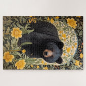 Puzzle Ours Noir Et Fleurs De Beurre Jaune (Horizontal)
