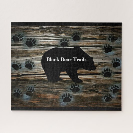Puzzle Ours Noir Ours Noir Pâtes Bois Rustique (Horizontal)