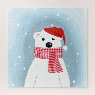 Puzzle Ours polaire en chapeau de Santa, personnalisation