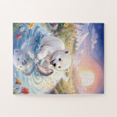 Puzzle Ours polaire jouant avec un poisson (Horizontal)