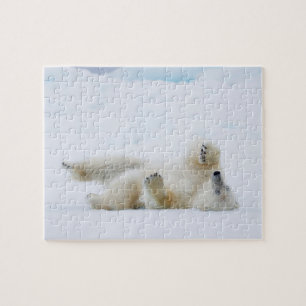 Puzzle Ours polaire se roulant dans la neige, Norvège
