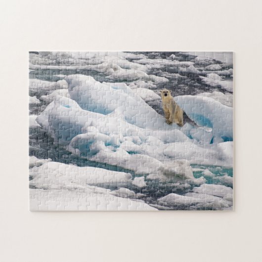 Puzzle Ours polaire sur Iceberg bleu dans l'Arctique Sval (Horizontal)