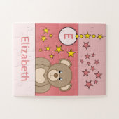Puzzle Ourson mignon étoiles nom rose (Horizontal)