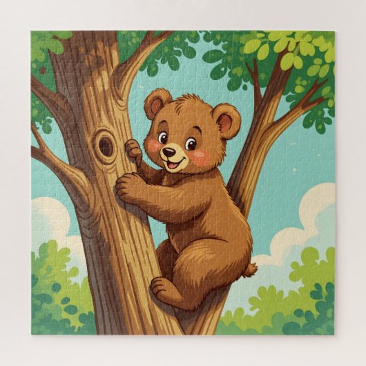 Puzzle Ourson mignon grimpant à un arbre (Vertical)