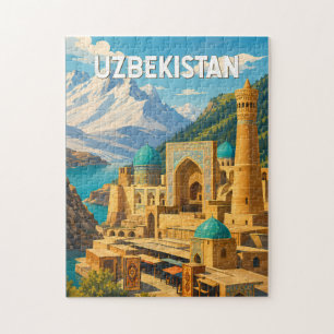 Puzzle Ouzbékistan Illustration Voyage Art Vintage