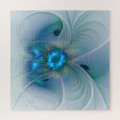 Puzzle Ovations debout, fractale abstraite bleu turquoise (Horizontal)