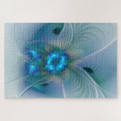 Puzzle Ovations debout, fractale bleue turquoise abstrait (Horizontal)