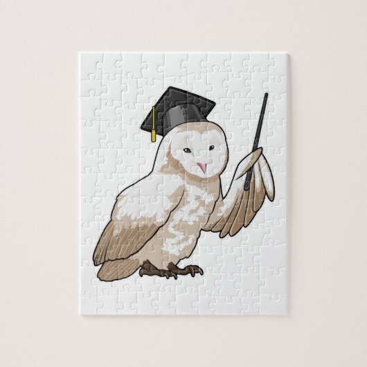 Puzzle Owl as Teacher with Pointer (Vertical)