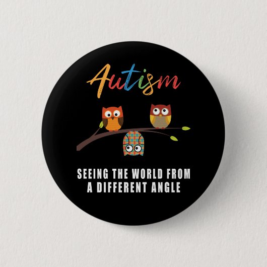 Puzzle Owl Autism Awareness Autistic Kind Ronde Button 5,7 Cm (Voorkant)