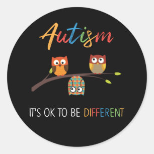 Puzzle Owl Cute Autism Awareness Autistic Kind Ronde Sticker
