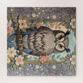 Puzzle Owl Pastel Floral William Morris Inspiré (Horizontal)