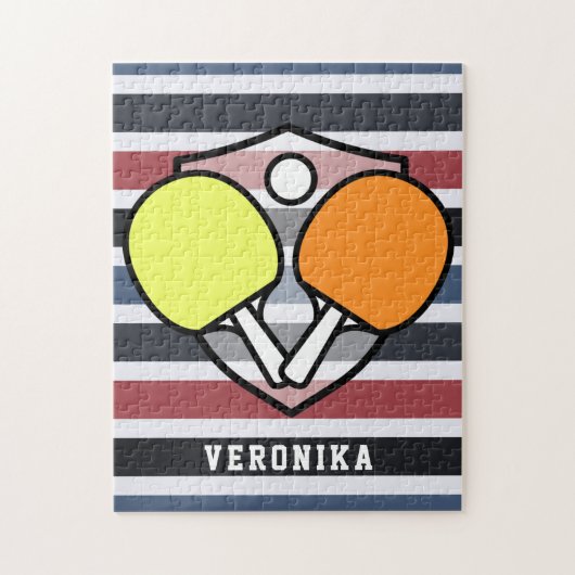 Puzzle Paddle Coloré Table Tennis Raquettes & Enfants Nom (Vertical)