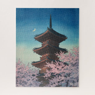 Puzzle Pagode de printemps japonaise vintage sur une soir