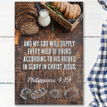 Puzzle Pain | Philippiens 4:19 Bible Verse 8 x 10 ou plus<br><div class="desc">Il s'agit d'une version plus flexible du puzzle... Ce magnifique puzzle présente le verset inspirant des Philippiens 4:19, "Et mon Dieu vous fournira tous les besoins en fonction de sa richesse en gloire dans le Christ Jésus." Le verset est dressé contre un arrière - plan d'une tentante variété de pain...</div>