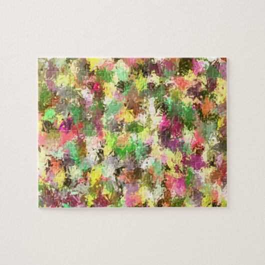 Puzzle Paint Splatter Automne Couleur Feuilles Abstraits (Horizontal)