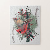 Puzzle Paire aquarelle des cardinaux Design de Noël (Vertical)