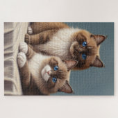 Puzzle Paire confortable de chats Ragdoll Fluffy Pet Art (Horizontal)
