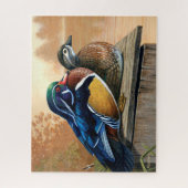 Puzzle Paire de canards en bois sur boîte de nidification (Vertical)