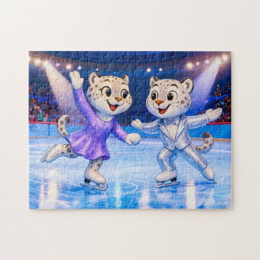 Puzzle Paire de léopards des neiges exécutant une routine (Horizontal)