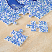 Puzzle Paisley éléphant, Cobalt bleu et blanc (Côté)