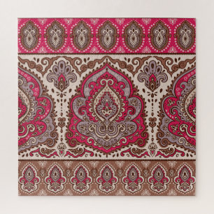 Puzzle Paisley floral indien, motif de mandala ethnique.