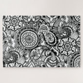 Puzzle Paisley floral noir (Horizontal)