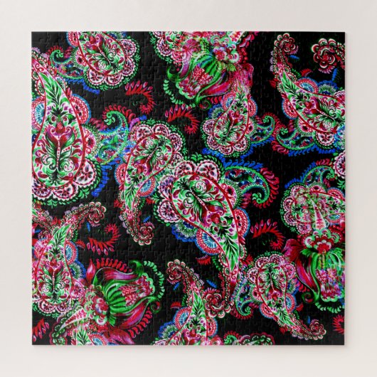 Puzzle Paisley Floral Pattern, Ethnic Arrière - plan. (Vertical)