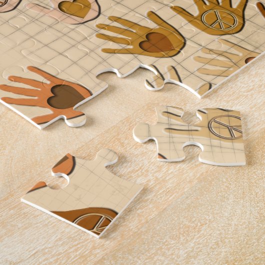 PUZZLE PAIX ET AMOUR DANS DES MAINS (Côté)