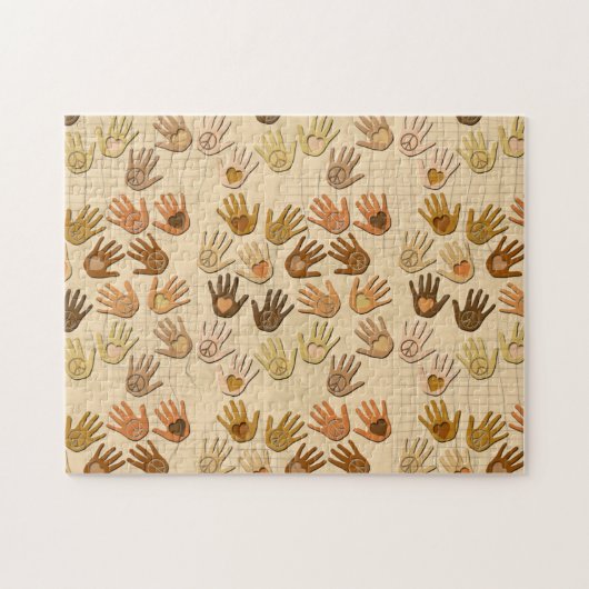 PUZZLE PAIX ET AMOUR DANS DES MAINS (Horizontal)