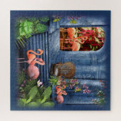 Puzzle Palais Tropical Vintage de Marbre Bleu (Horizontal)