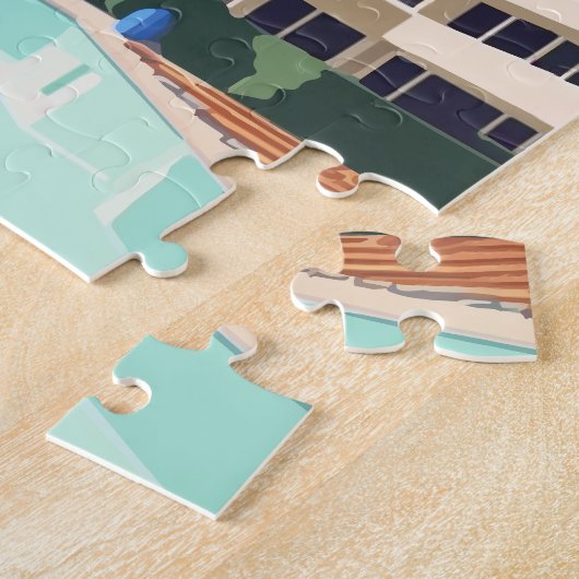 Puzzle Palm Springs California Pool Hotel Trees Retro (Côté)