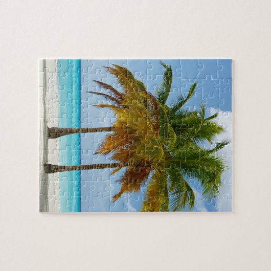 Puzzle Palm Trees Plage Mer Bleue Ciel Jour ensoleillé (Horizontal)