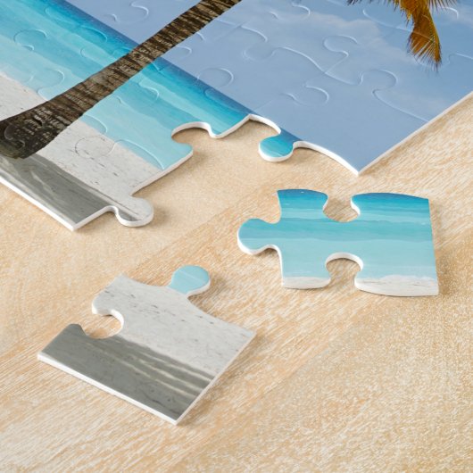 Puzzle Palm Trees Plage Mer Bleue Ciel Jour ensoleillé (Côté)