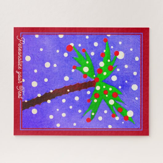 Puzzle Palmier de Noël tropical et texte personnalisé (Horizontal)