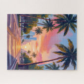 Puzzle Palmiers au coucher du soleil à Miami (Horizontal)