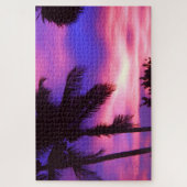 Puzzle Palmiers couchés de soleil roses et violets (Vertical)