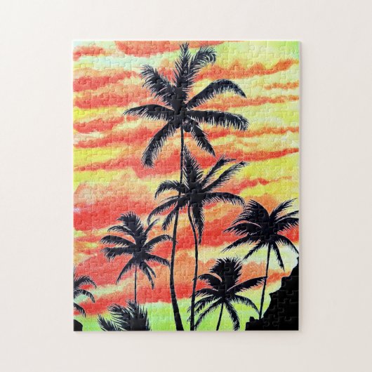 Puzzle Palmiers de Coco-Coques Couchés De Soleil Hawaïen (Vertical)