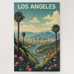 Puzzle Palmiers de Los Angeles Ciel Montagne Vue