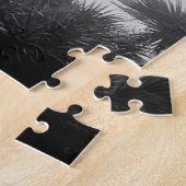 Puzzle Palmiers noirs et blancs au coucher du soleil (Côté)