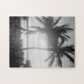 Puzzle Palmiers noirs et blancs au coucher du soleil (Horizontal)