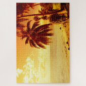 Puzzle Palmiers tropicaux à une plage au coucher du (Vertical)