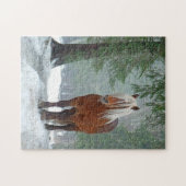 Puzzle Palomino Horloge en hiver Neige en Forrest (Horizontal)