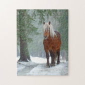Puzzle Palomino Horloge en hiver Neige en Forrest (Vertical)