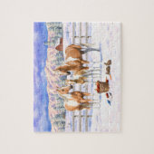 Puzzle Palomino Pinto Peinture Quarter Chevaux En Neige (Vertical)