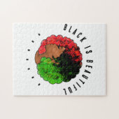 Puzzle Pan Africaine noire femme rouge vert orgueil afro (Horizontal)