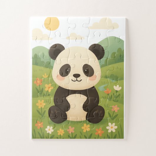 Puzzle Panda adorable dans une prairie de printemps - Pu (Vertical)