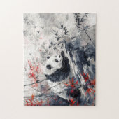 Puzzle Panda aquarelle chinoise et bambou (Vertical)