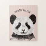 Puzzle Panda Aquarelle Moderne Avec Nom Et Pastel Rose<br><div class="desc">Panda Aquarelle Moderne Avec Nom Et Pastel Rose</div>