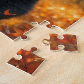 Puzzle Panda Bear avec un ballon rouge à l'automne (Côté)